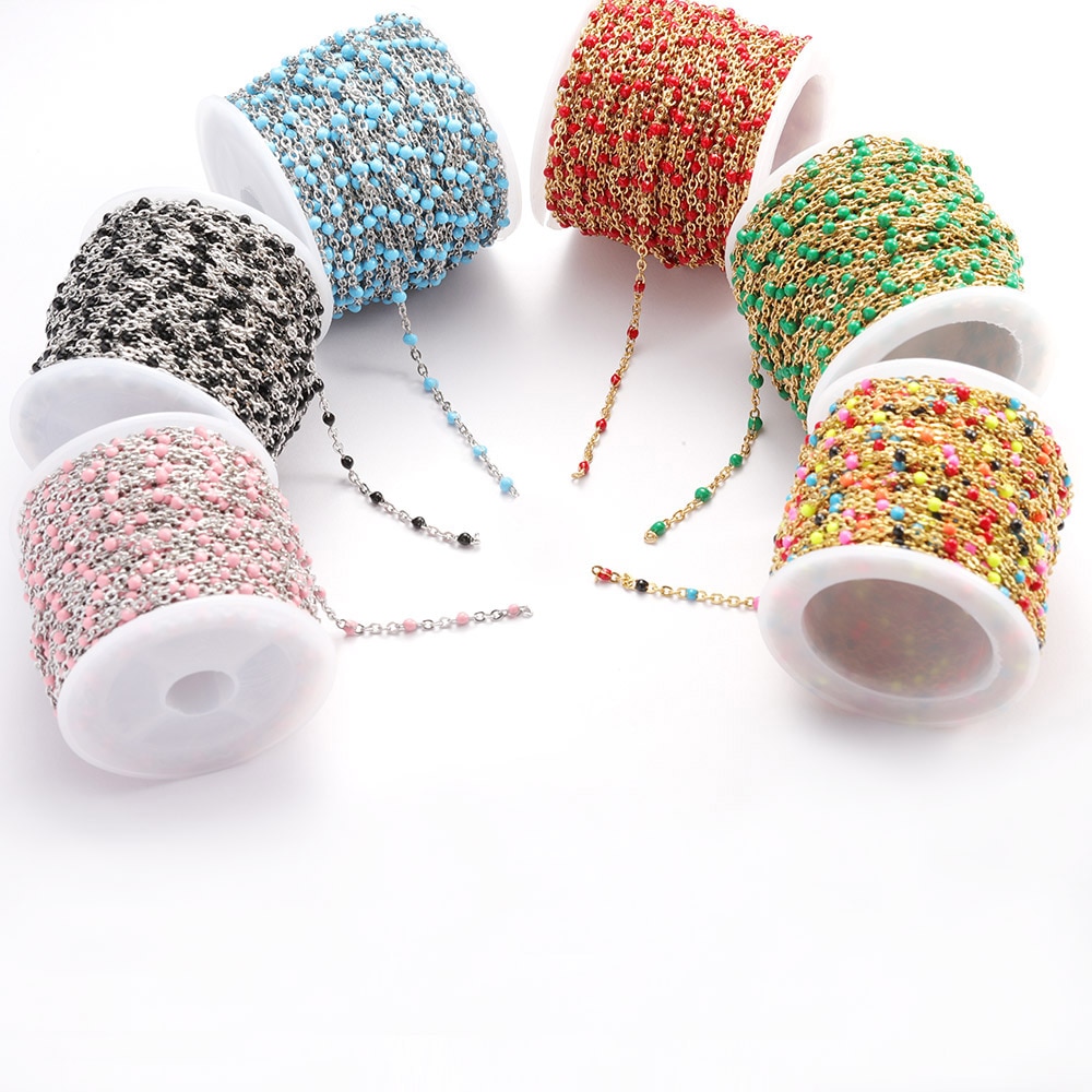 2Meter Rvs Kabel Emaille Gouden Ketting Ketting Bulk Multicolor Link Accessoires Voor Sieraden Materialen Diy