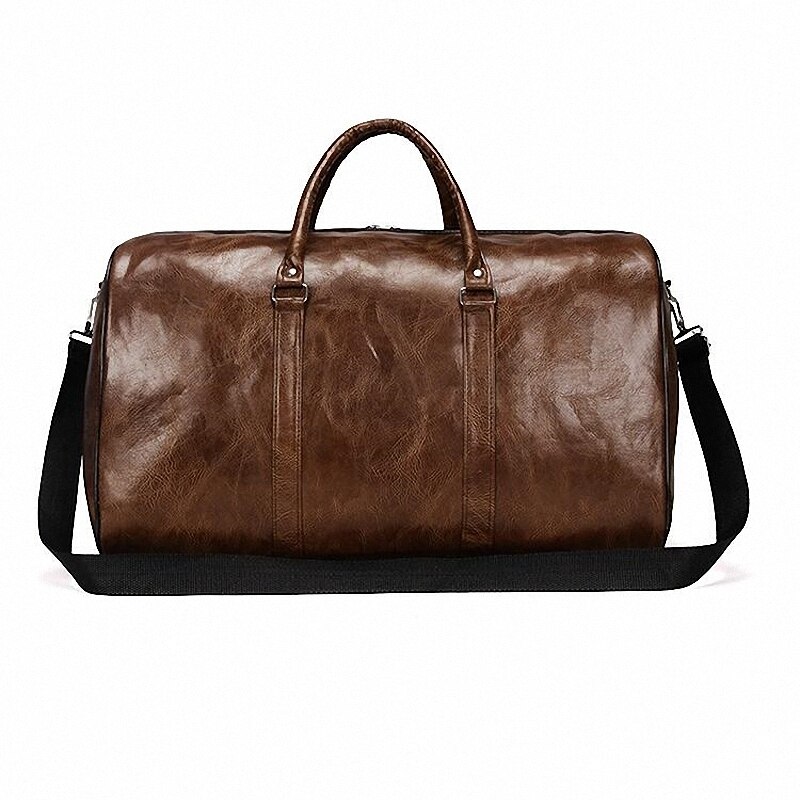 Male PU Leather Travel Bag Large Duffle Short Trip Travel Totes Big Fitness Bags Handbag Bag Luggage Weekend Shoulder Bag