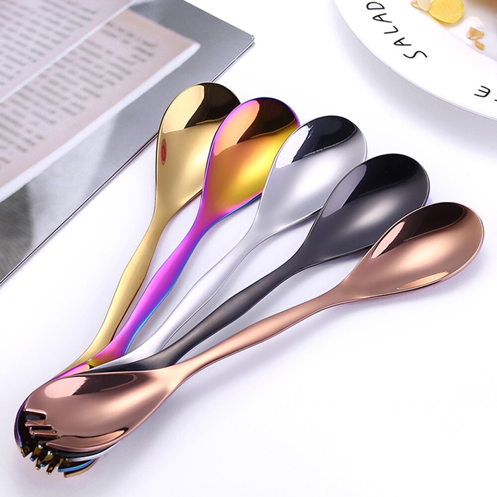 Stainless Steel Double-headed Spoon Fork Multifunctional Dual-purpose Spoon Portable Tableware