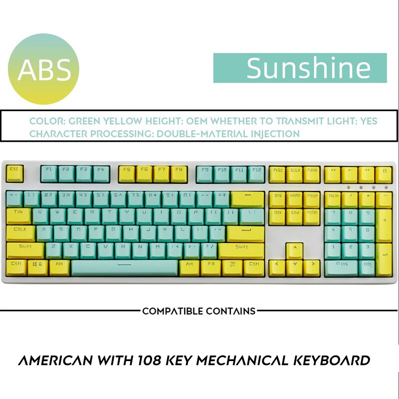 108 tasten Doppel Schuss OEM Profil Backlit Farbe Tastenkappen IKBC Filco für Cherry MX Schalter Mechanische Tastatur: Sunshine