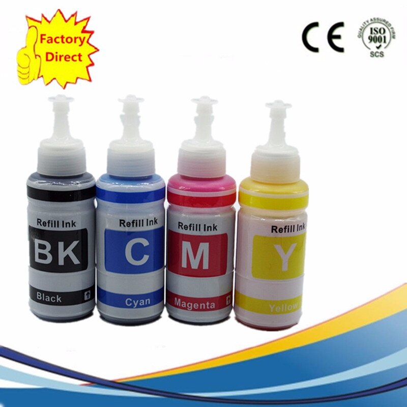 Dye Based Refill Ink Kit For Epson L100 L110 L120 L132 L210 L222 L300 L312 L355 L350 L362 L366 L550 L555 L566 Printer: 1SET 4X70ML