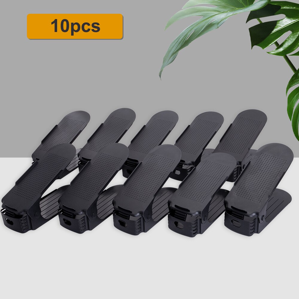 10pc Double Layer Adjustable Shoe Rack Organizer ShoeBox Footwear Support Slot Save Space Closet Shoes Storage Rack Stand Shelf