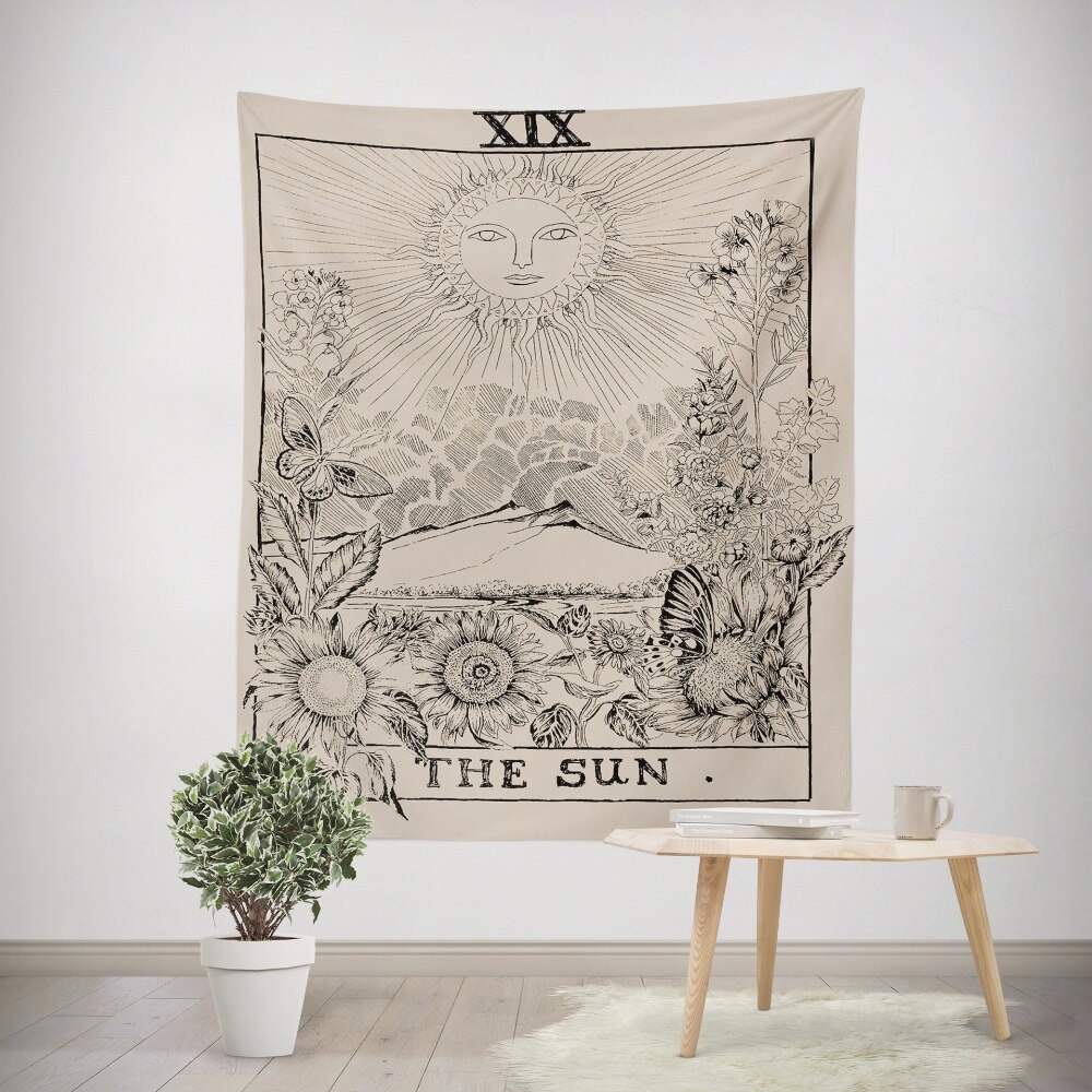 La lune le soleil l'étoile tapisserie tenture murale aspect astrologie tapisserie