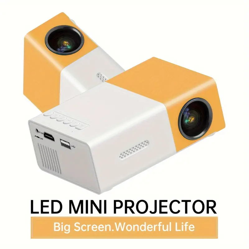 YG300 mini proiettore portatile proiettore collegato al telefono cellulare ad alta definizione, USB, supporto SD, esterno, proiettore domestico: Giallo brillante / Spina degli stati uniti