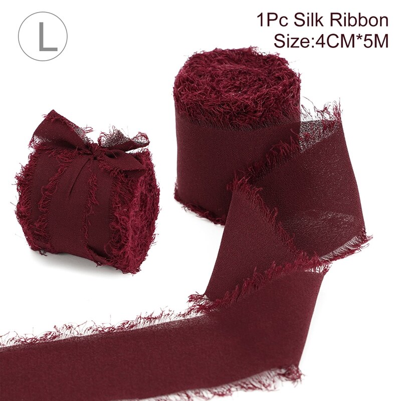 Rouleau de ruban en mousseline de soie, 5 m/rouleau, pour Bouquet de mariée, boîte d&#39;emballage en tissu, décoration pour voiture: style 12