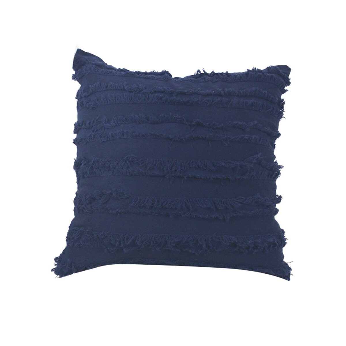 Katoen Linnen Kussensloop Kwastje Jacquard Fijne Steek Perfecte Afwerking Woonkamer Sofa Auto Decoratieve Thuis Kussens: Navy blue