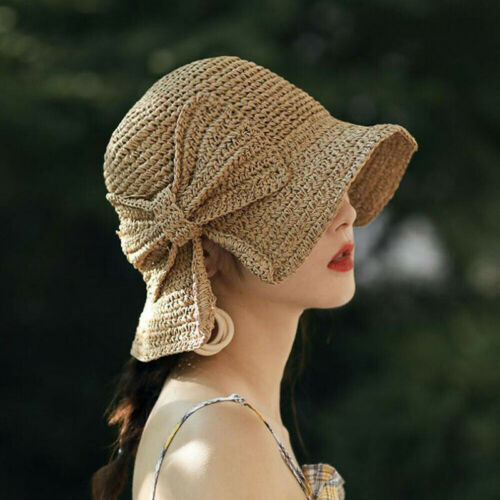 femmes été chapeau plage paille chapeau Panama dames casquette Vintage plat large bord Bowknot soleil chapeaux pour femmes Sombrero Mujer