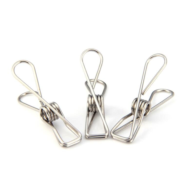 10 Pcs Rvs Wasknijpers Metalen Clips Sokken Clips Wasknijpers Multifunctionele Kleding Deken Klemmen Metalen Pinnen Doek