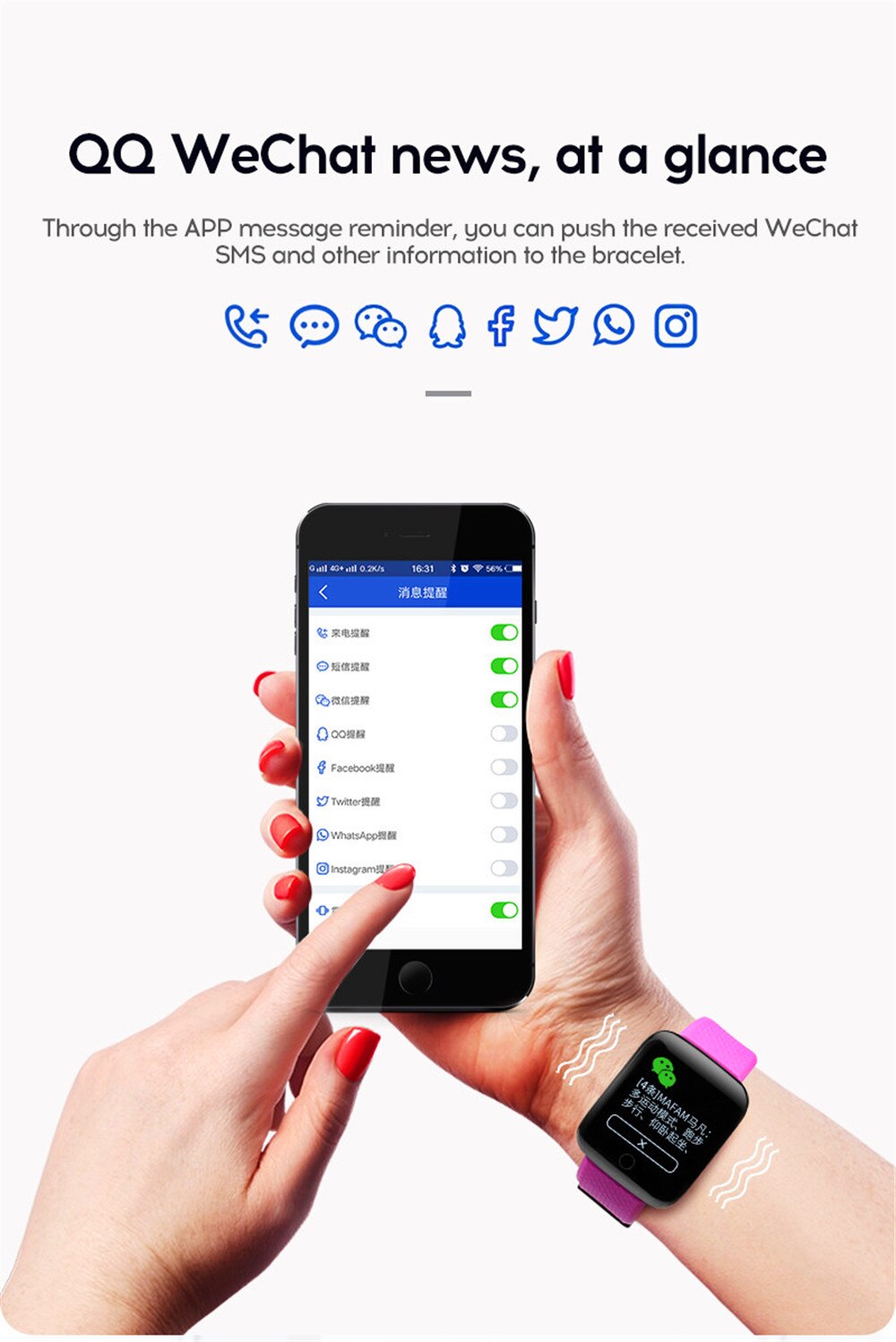 Reloj de pulsera inteligente 116 PLUS, dispositivo resistente al agua IP67, con pantalla a Color, control del ritmo cardíaco y de la presión sanguínea