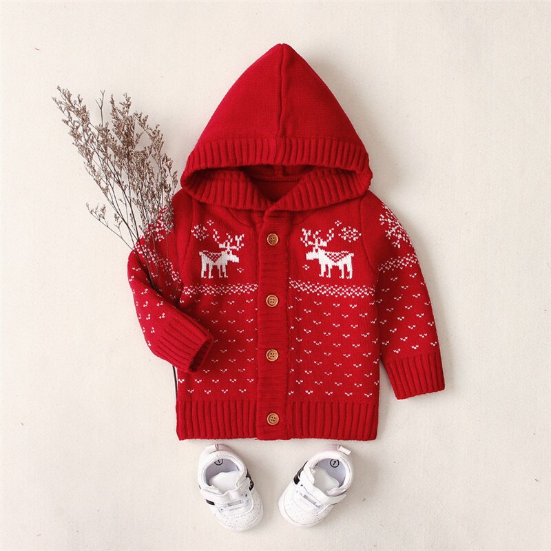 Vêtements de noël pour bébés garçons et filles | Pull à capuche tricoté, manteau hiver