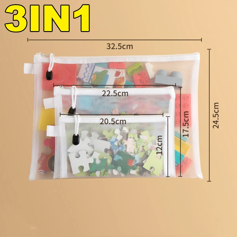 3/5/10pz Borsa per documenti con cerniera in rete Cartella con cerniera impermeabile a prova di umidità Borsa per giocattoli Strumenti di archiviazione Borsa per organizzazione cosmetica: Blu