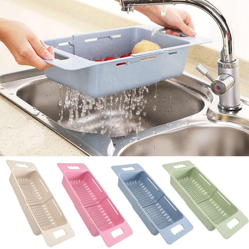 Household kitchen retractable adjustable sink retractable vegetable washing basket drain basket washing basket 1Pcs