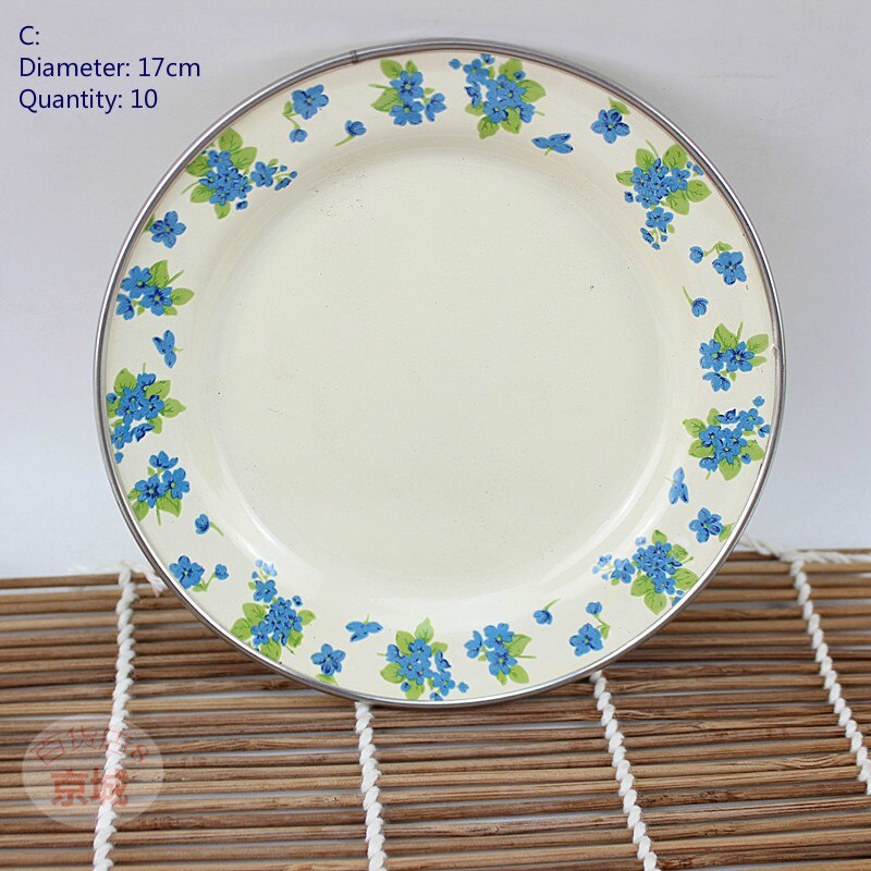 Enamel plate, enamel Western dish, Chinese enamel plate. 10 pieces / 1 package.: C