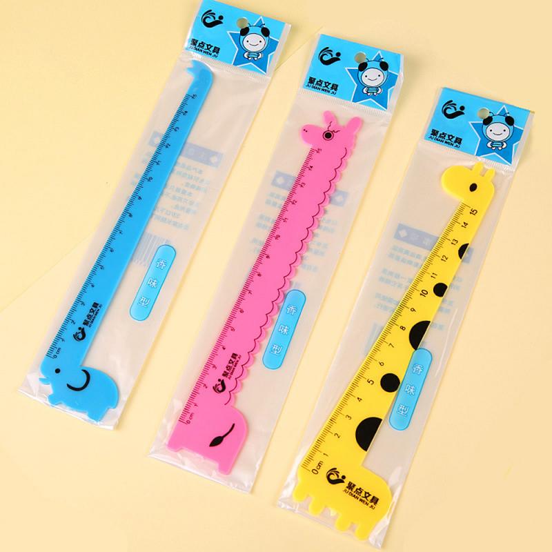 1/2/5Pcs15CM Scale Stationery And Practical Children Three Random Colors And Shapes Cute Animal Deer Style