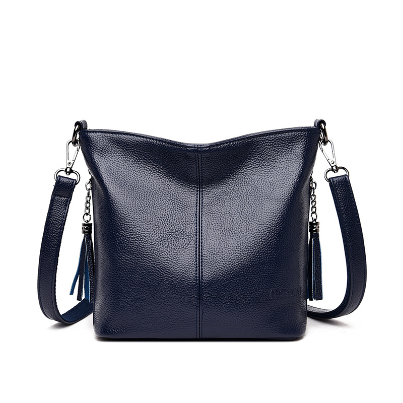 Bolso de hombro bonito para mujer, bandolera de cuero impermeable para mujer, bolso de mano, bolso cruzado superior Simple de Color sólido para mujer: Castaño
