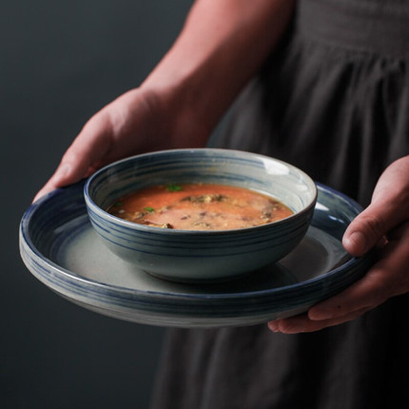 Japanese-style ceramic dishes, western food dishes, household simple commercial breakfast dishes, salad dishes, soup di