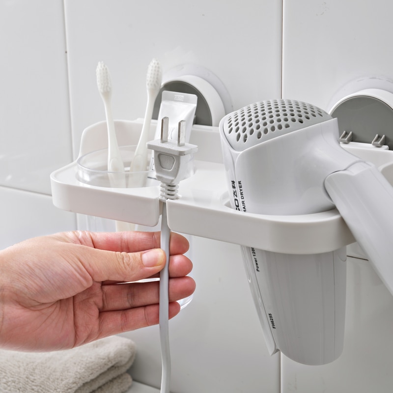 Badkamer Föhn Holder Wall Mounted Rack Ruimte Aluminium Plank Organizer Föhn Houder