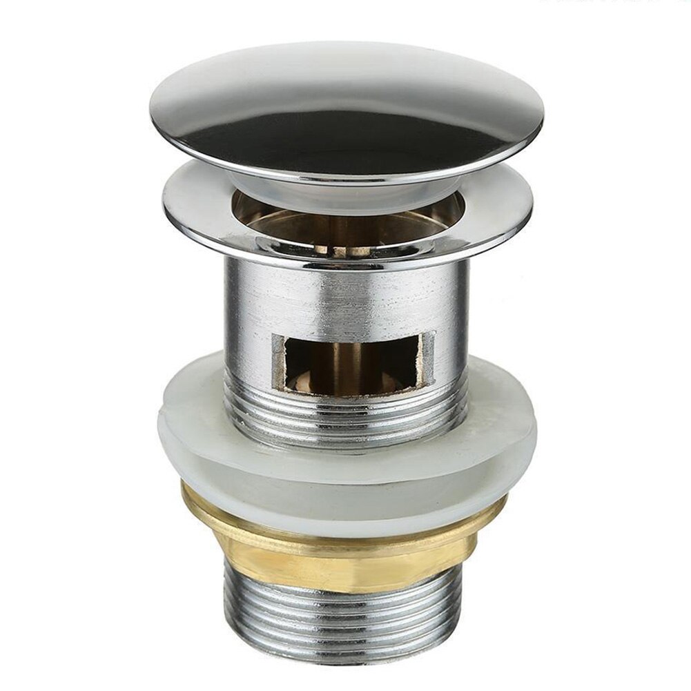 Bathroom Basin Sink Pop Up Drain Zinc Alloy Slotted Basin Sink Tap Drain Bath Overflow Hole Push Button Pop up Clack Waste Plug