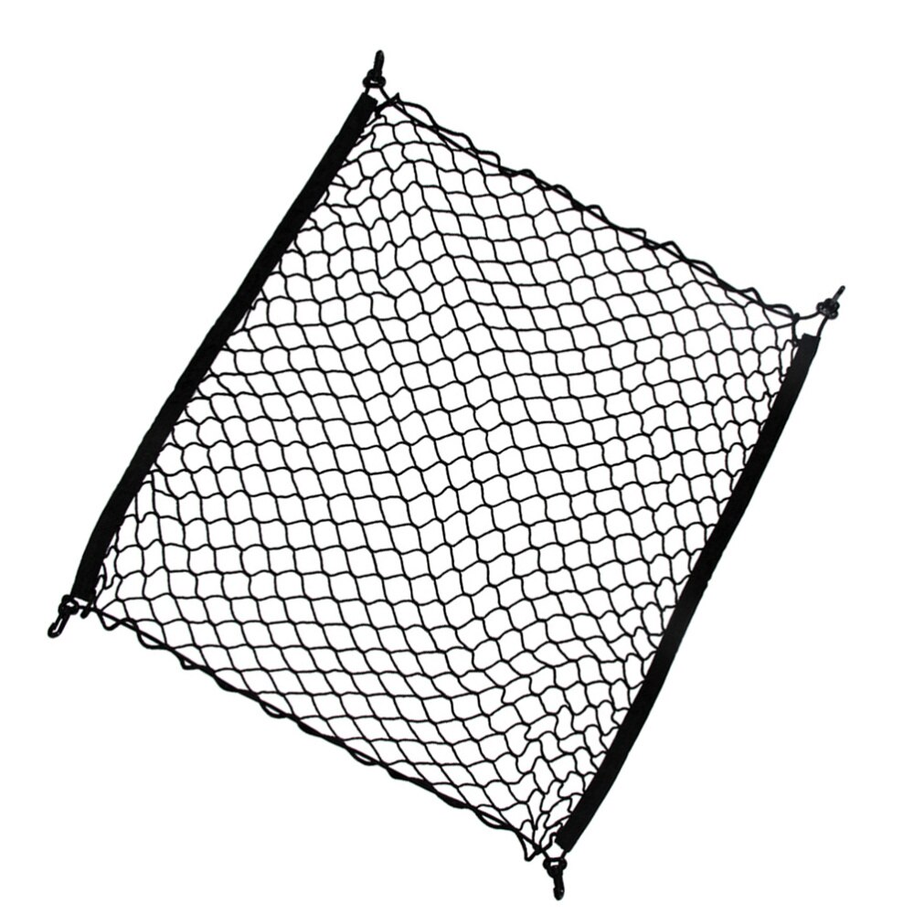 70 x 70cm Dual Layer Mesh Storage Net Car Trunk Cargo Organizer with 4 Hooks Auto Accessory