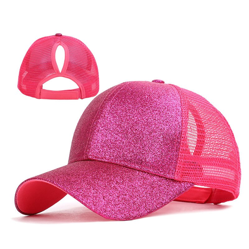 Vrai papa chapeau à l'été de camion de paillettes pour queue de cheval casquette de Baseball après l'ouverture prêle filet transfrontalier: Rose Rouge