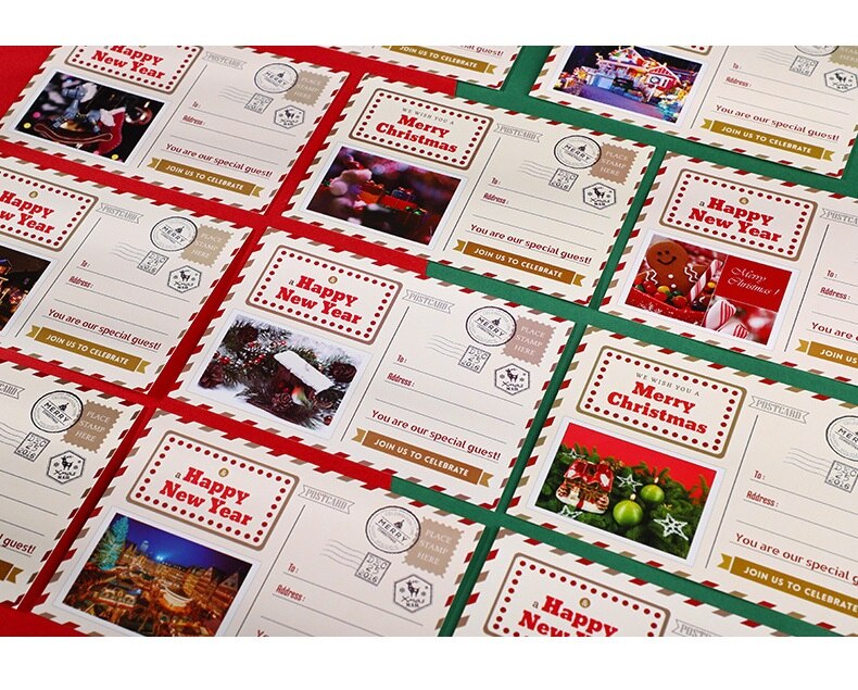 Cartões de visitas e comemorações artesanais para natal, cartas criativas de natal com 30 compartimentos, cartões de mensagens, presente de natal e ano novo