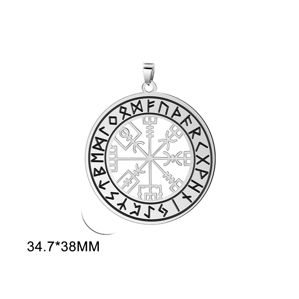Dawapara Viking Compass Vegvisir Pendant Crescent Amulet Runes Circle Stainless Steel Charms for Jewelry Making Nordic: ROSE GOLD COLOR