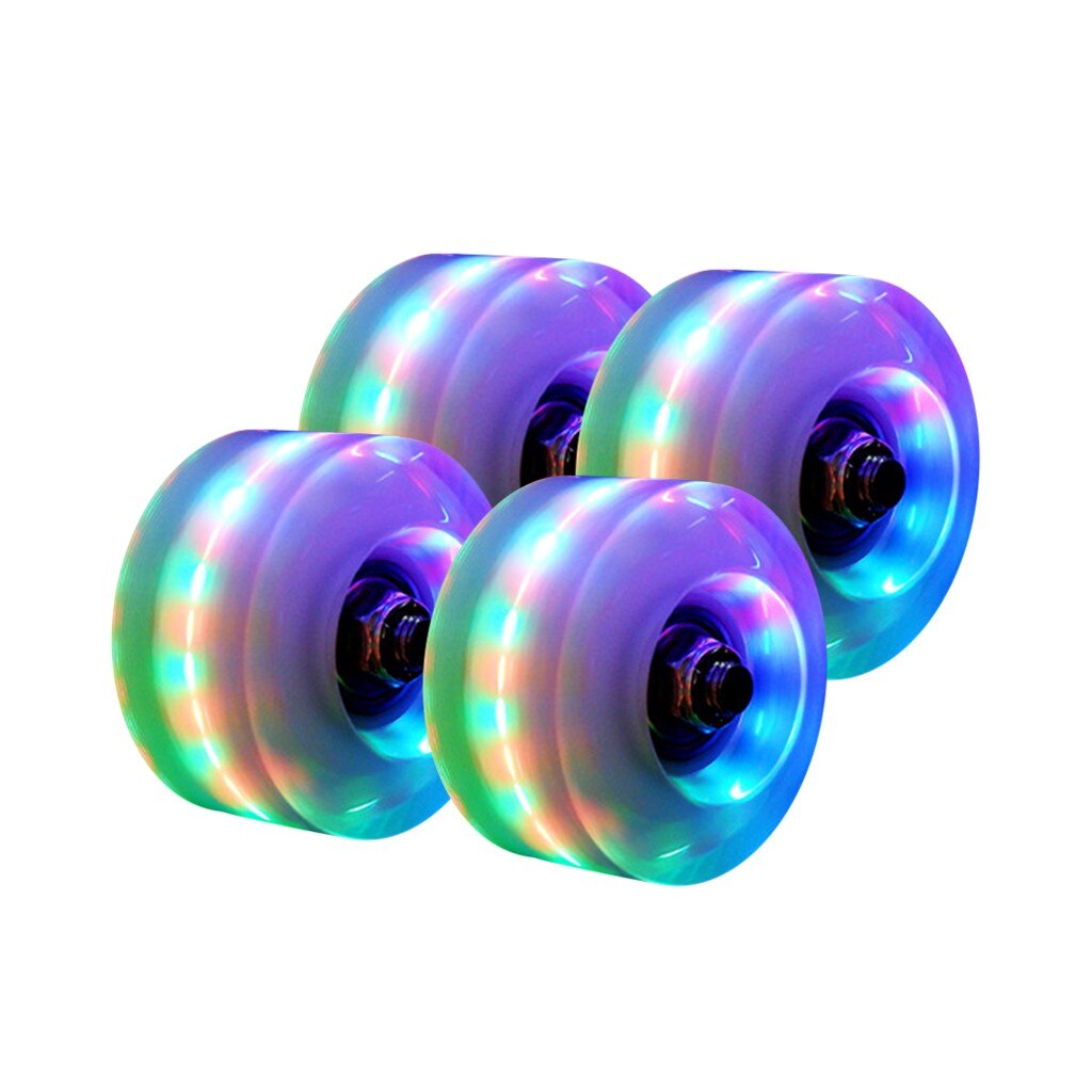 4PCS Durable Luminous Light Up Quad Roller Skate Wheels Sliding Roller blade Bearings Replacement Transparent Flashing Roller#g4: MULTI