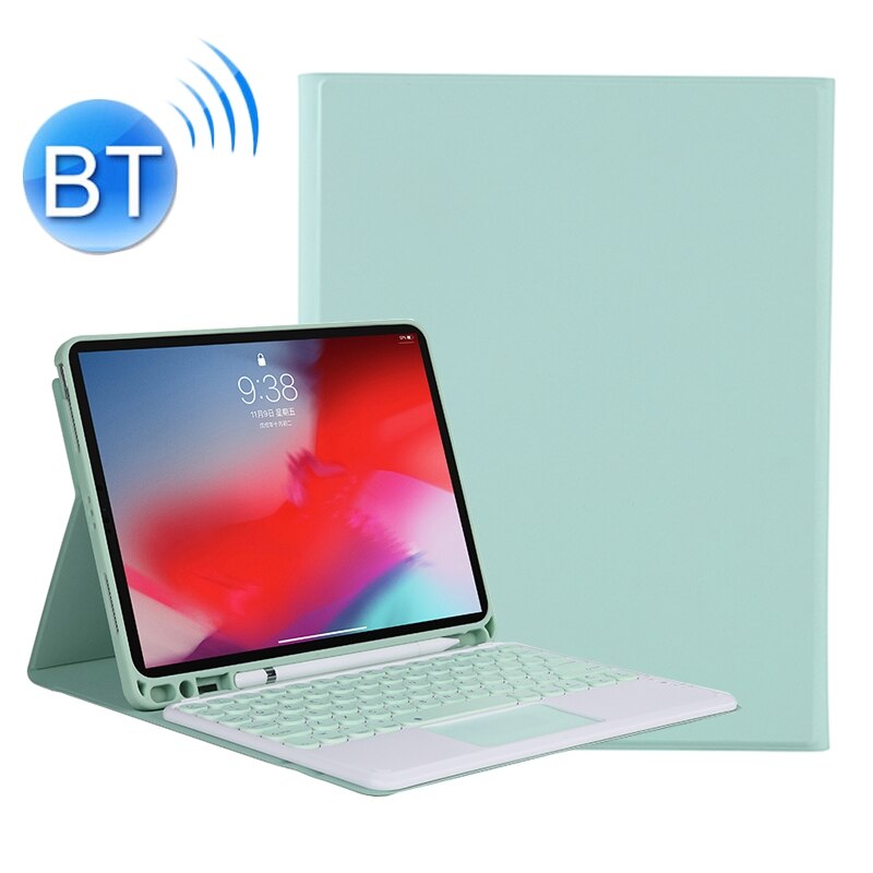 Dla iPad Pro 11 (2021) odpinany cukierki kolor skóry tekstury okrągły Keycap klawiatura Bluetooth skórzany pokrowiec z kontrolą dotykową