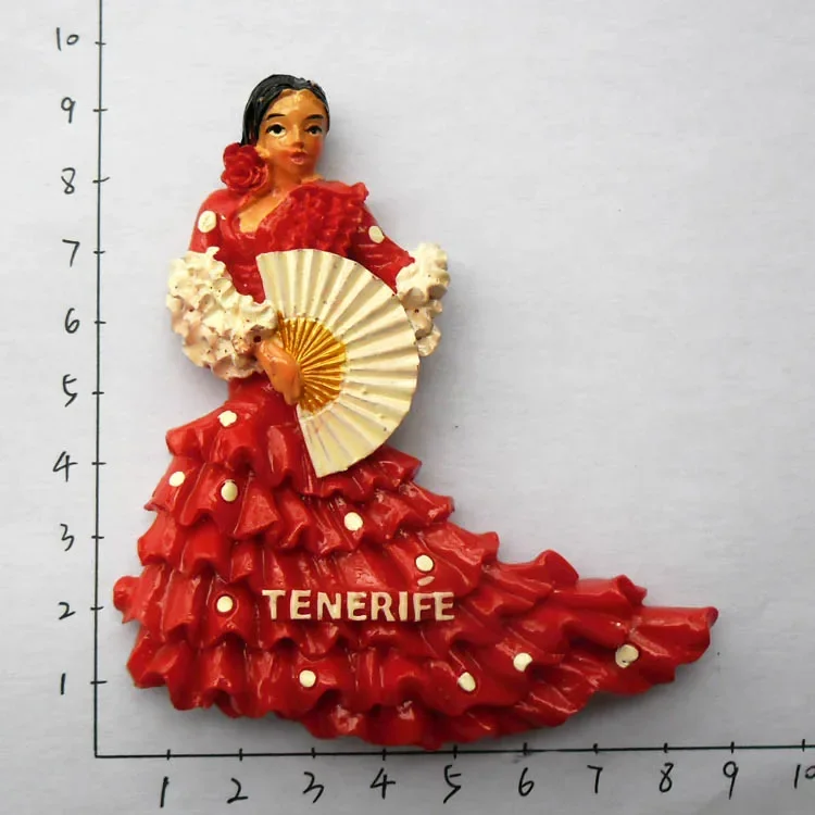 Magneet Tenerife Spanje Barcelona Toerisme Souvenirs Flamenco Danser Malaga Koelkast 3D Magnetische Stickers Ideeën