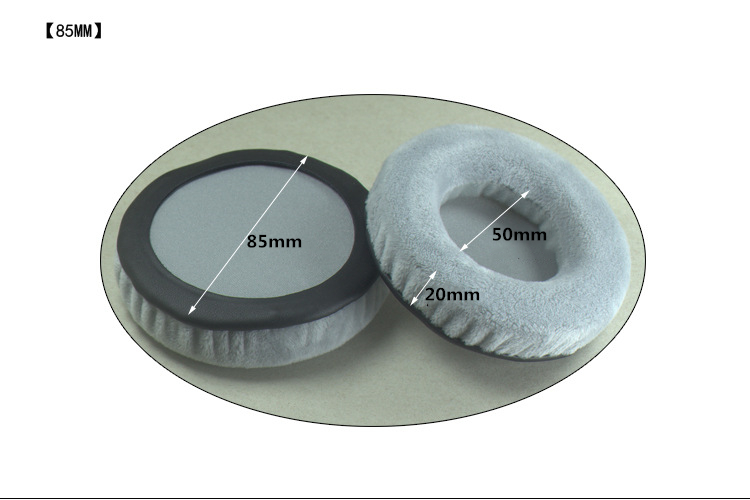 Allgemeine Grau Samt Schaum Ohr Pads Kissen 60 65 70 75 80 85 90 95 100 105 110 115 120MM für SONY für Sennheiser Kopfhörer: 85mm