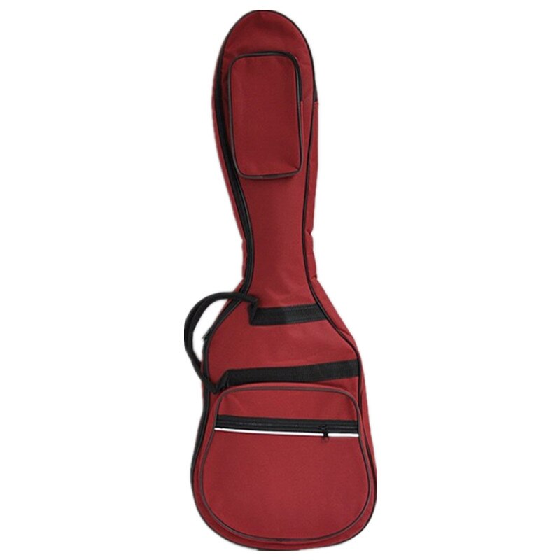 Bærbar polstret elektrisk guitar taske vandtæt taske blød gig rygsæk skulderstropper lomme sort rød kaffe: Rød