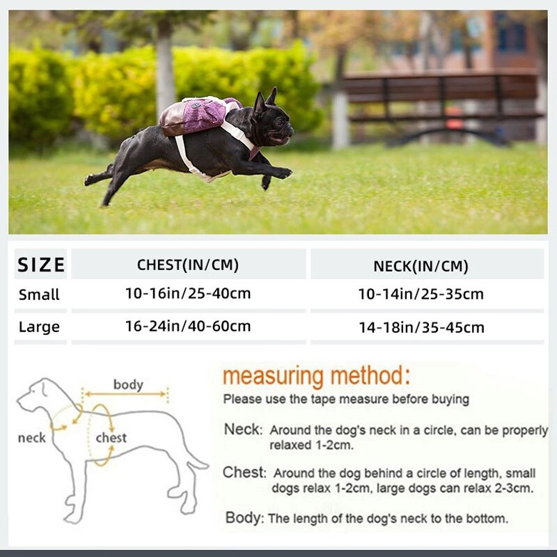 Outdoor Medium Small Dog Backpack Harness Carrier School Bag With Poop Bag For French Bulldog Terrier Bichon Carrying With Leash