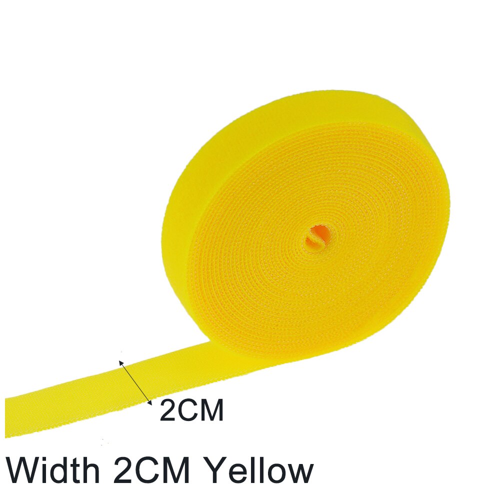 5M/Roll 2 Cm Breedte Plastic Magic Zelfklevende Tape Terug Naar Klittenbandsluitingen Diy Nylon Kabel clip Ties Wire/Desktop Management: Yellow Wide 2CM