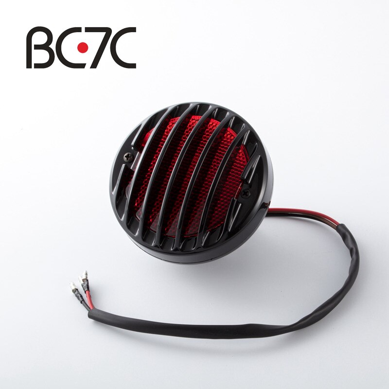 Motorfiets Accessoires Zwarte Ronde Grill Retro Rem Achterlicht Kentekenverlichting Voor Suzuki Harley Bobber Chopper Custom: Black