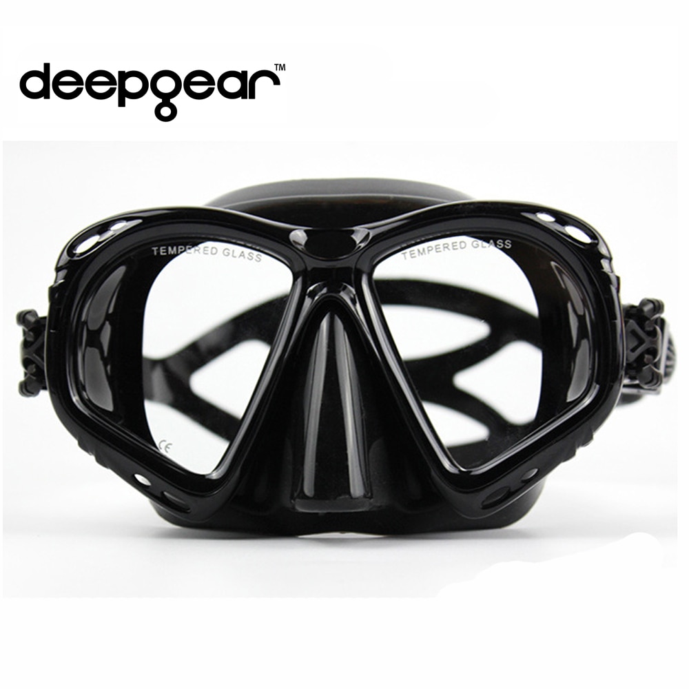 DEEPGEAR Profession scuba mask Silicone Tempered glass Adult snorkel mask Two windows scuba mask diving equipment