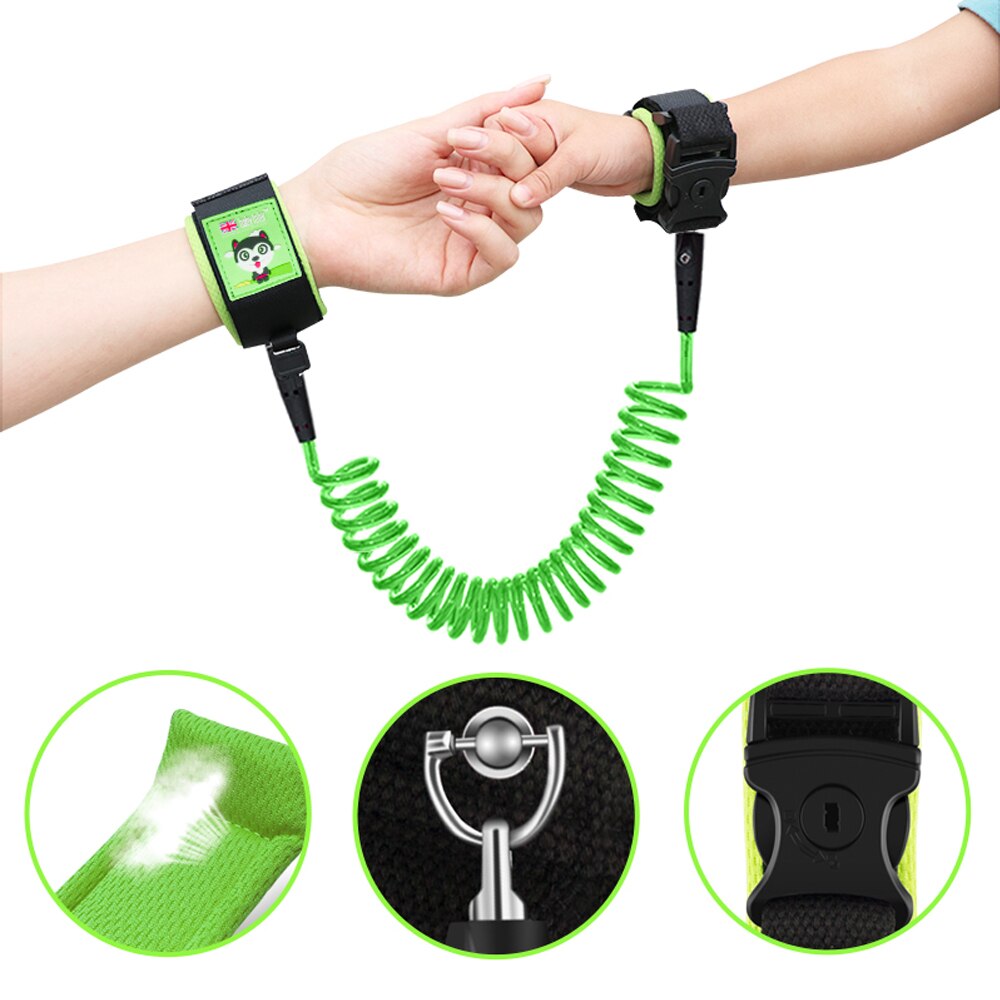 Baby Harness Anti Lost Wrist Link Kids Outdoor Walking Hand Belt Band Child Wristband Toddler Leash Safety Harness Strap Rope: green 2.5m