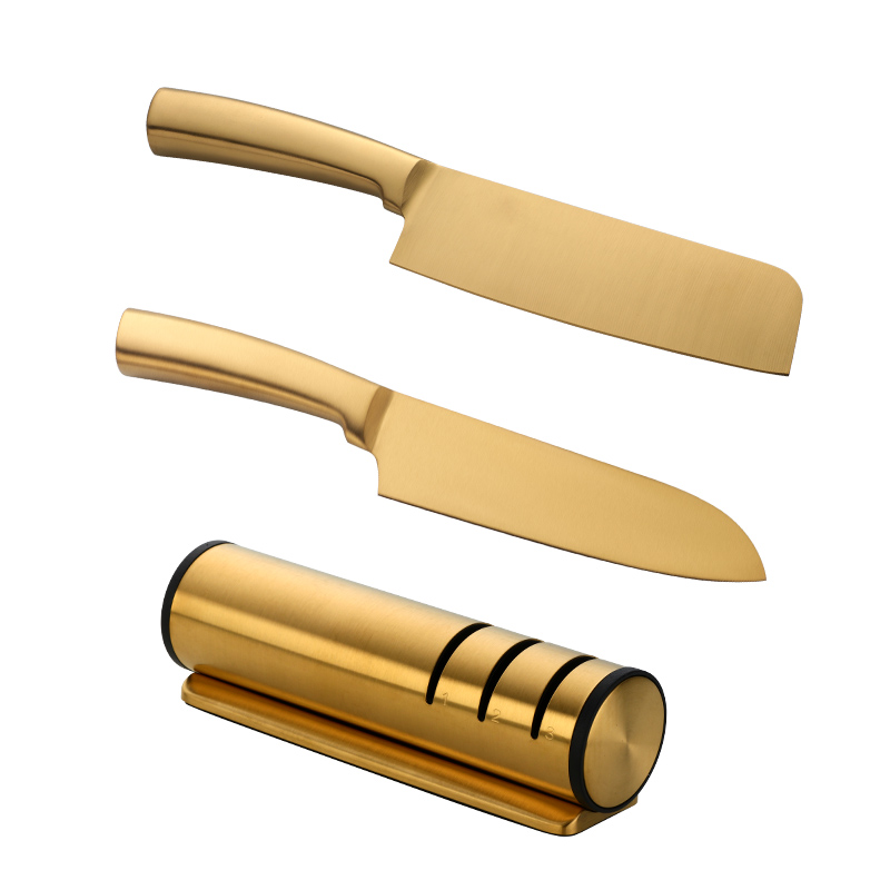 Afilador de cuchillos de cocina dorado de 3 etapas, herramienta para afilar cuchillos, piedra de afilar rápida, accesorios profesionales de Chef de acero inoxidable: Azul
