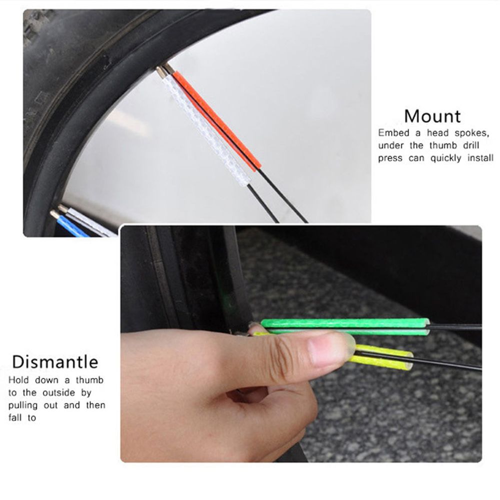 Kleurrijke 12Pcs Reflector Fiets Velg Sprak Strip Bike Mount Waarschuwingslampje Strip Buizen Bike Tire Reflecterende Decoartion