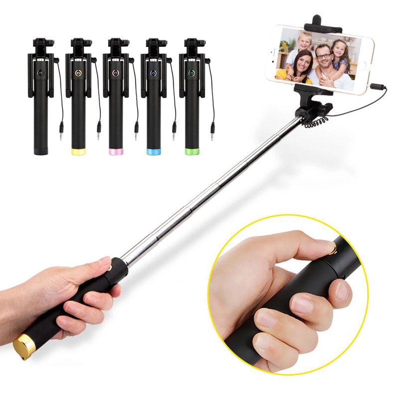 Selfie Stok Bekabelde Mini Uitschuifbare Handheld Opvouwbare Monopod Voor Slimme Telefoon Telefoon Clip Draagbare Cellphone Selfie Sticks Houders