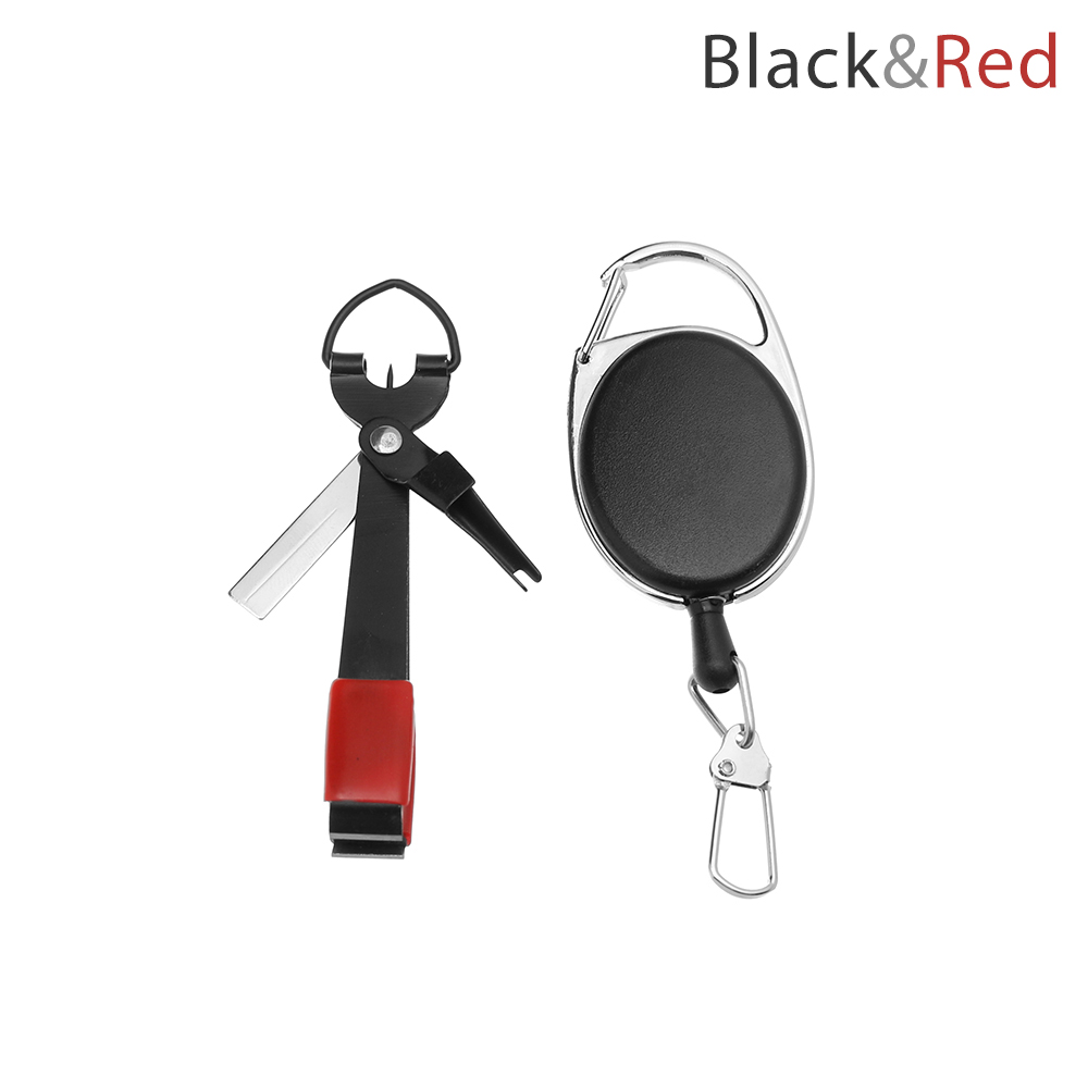 Fishing Quick Knot Tool Fast Tie Nail Knotter Line Cutter Clipper Nipper Hook Sharpener Fly Tying Tool Fishing Tackle Gear: Black  Red set