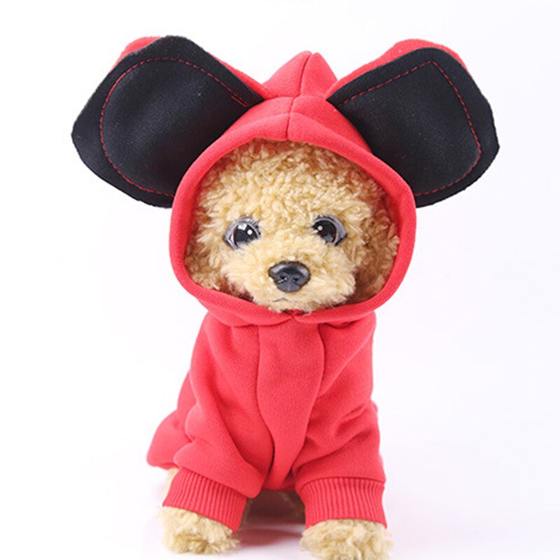 Winter Dog Hooded Coats Jacket Warm Cotton Pet Dog Clothes for Small Dogs Chihuahua Pug Clothing Puppy Cat Costume Pets Products: Red / XS