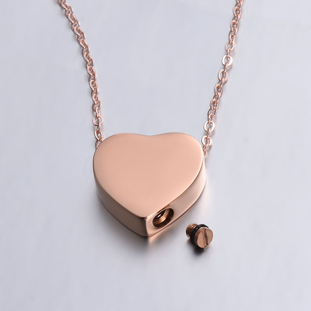 Herzförmige gedenkurne aus edelstahl, halskette für die asche von mensch und tier, sarganhänger, einäscherungsanhänger, schmuck, kann geöffnet werden (50cm-teilig): Roségoldfarbe