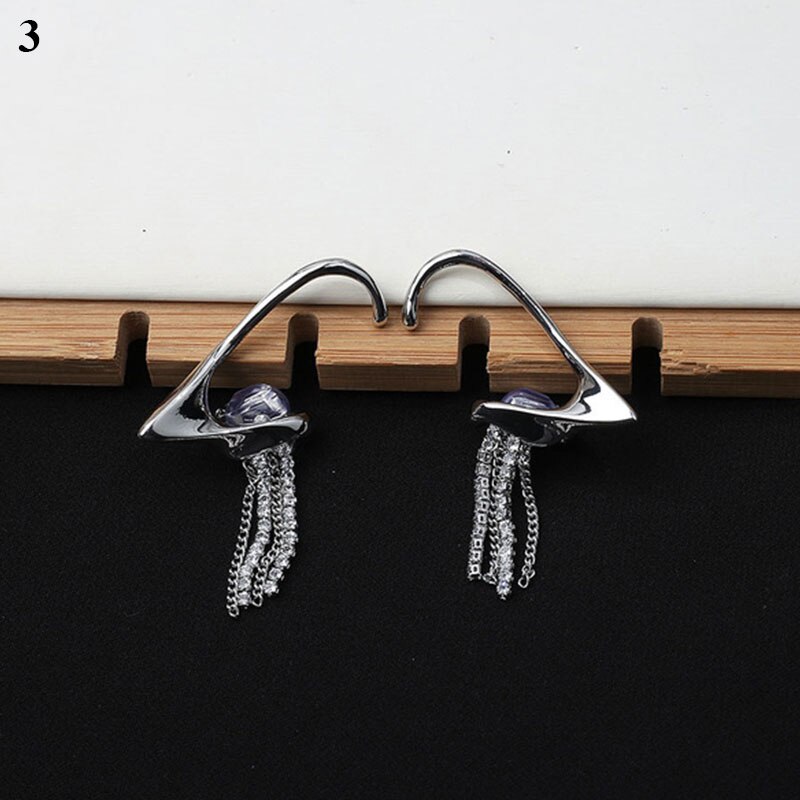 Vrouwen Fairy Clip Oorbellen Bone Clip High-End Elf Oor Haken Ins Temperament Kwastje Oorbellen Legering Modieuze Meisjes Oor sieraden: A-3