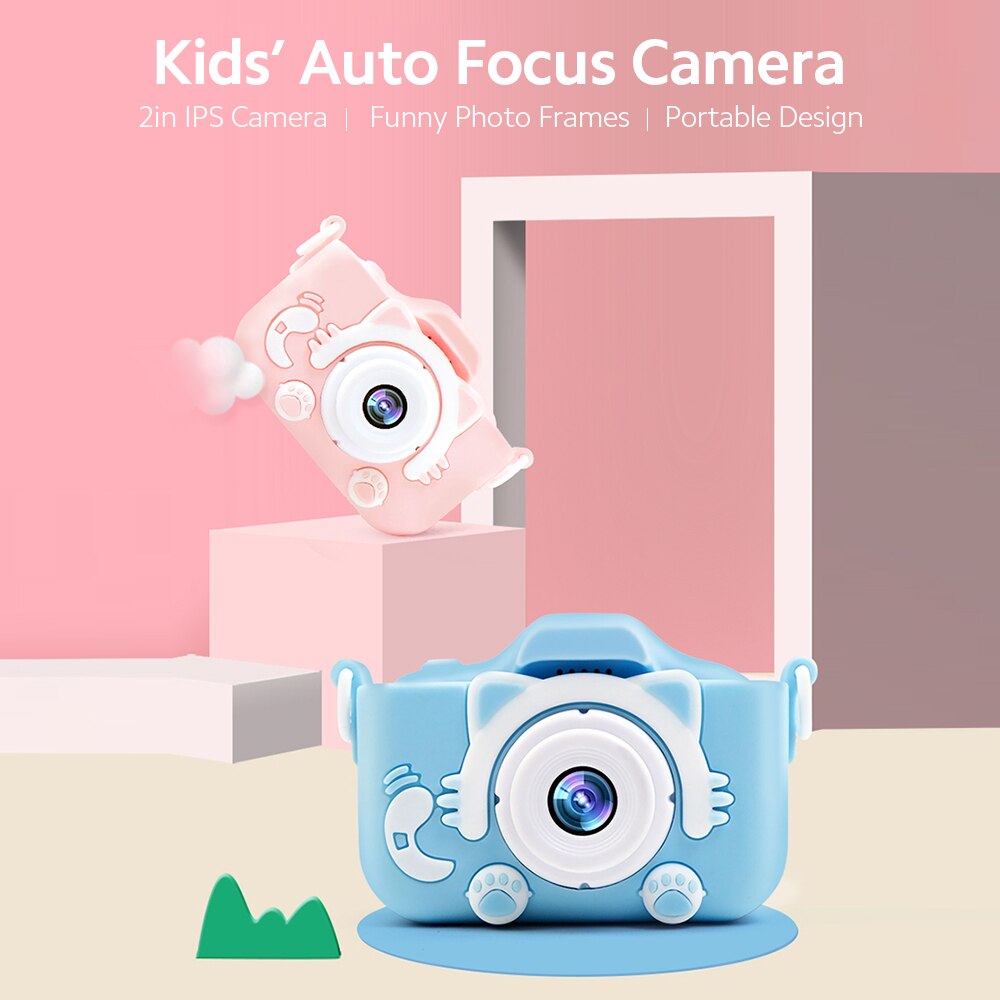 8MP/20MP Kids' Selfie Camera with TF Card Slot 2in IPS Auto Focus Digital Camera Built-in Funny Frames Support 720P Video