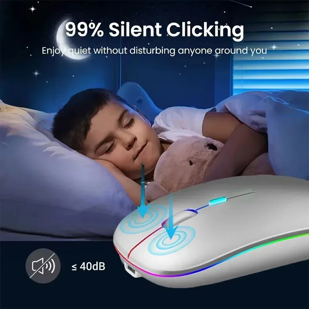 Dual Bluetooth 5,1 Maus 2,4G Drahtlose Maus Wiederaufladbare Stille RGB Hintergrundbeleuchtung Gaming Maus 1600 DPI Mäuse für Laptop Tablet