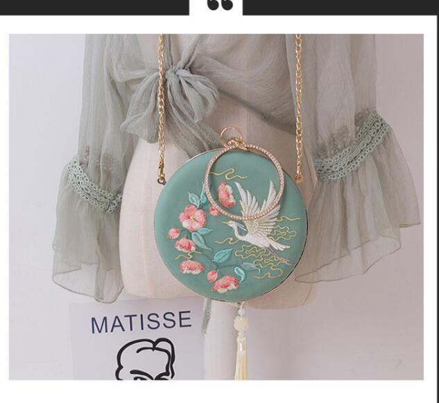Angelatracy nouveauté oiseau chinois Floral Cheongsam frais classique Hanfu circulaire Messenger sac jour embrayage sacs à main