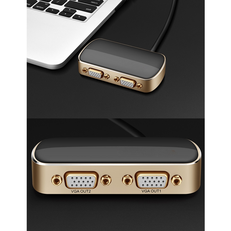 R9JA 1080P VGA Splitter Converter 2-in-1 VGA Converter for Computer PC Laptop Monitor