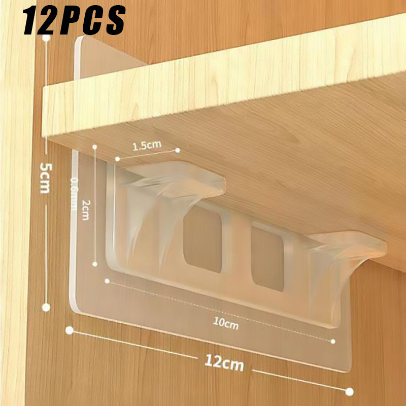 6/12 Stuks Garderobe Divider Beugels Niet-markerende Kleverige Keukenkast Divider Beugels Anti-Side Slip Layer ondersteuning Beugels