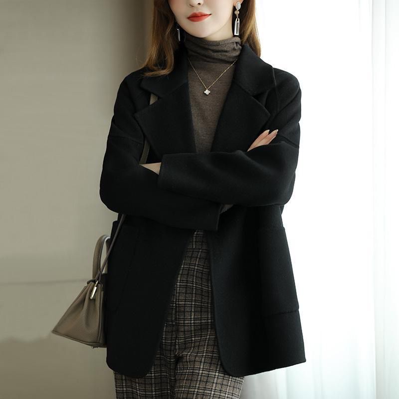MRMT-abrigo con patrón de espiga para mujer, chaqueta gruesa informal de gama alta, tendencia, 2022: Black / M