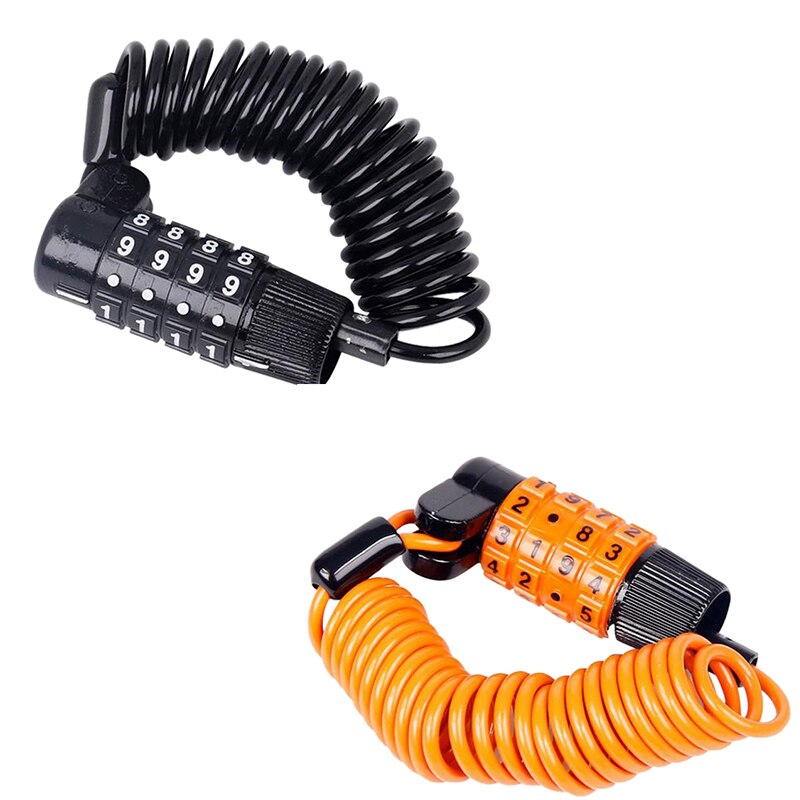 Bicycle Combination Lock Portable 4 Digits MTB Road Bike Lock Codes Changeable Compact 1.2M Cable Zinc Alloy Body